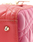 Lambskin Cannage Medium Bi-Color Lady D1OR Orange Fuchsia