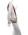 GG Supreme Monogram Textured Dollar Calfskin Web Mini Ophidia Envelope Shoulder Bag Beige Ebony New Acero