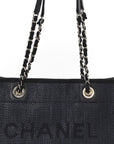 Mixed Fibers Calfskin Small Deauville Tote Black