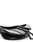 Shiny Crinkled Calfskin Studded Saddle Bag Black