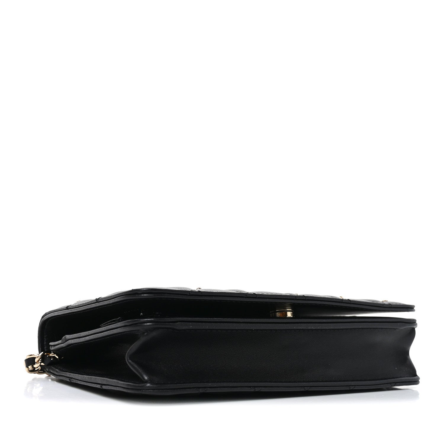 Lambskin Quilted All About CHNL Charm Wallet On Chain WOC Black