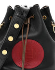 Vitello Century Matte F is FNDI Stamp Patch Bi-Color Grande Mon Tresor Bucket Bag Black Maya Fragola
