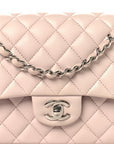 Lambskin Quilted Medium Double Flap Light Pink