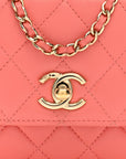 Lambskin Quilted Mini Trendy CC Clutch With Chain Coral Pink