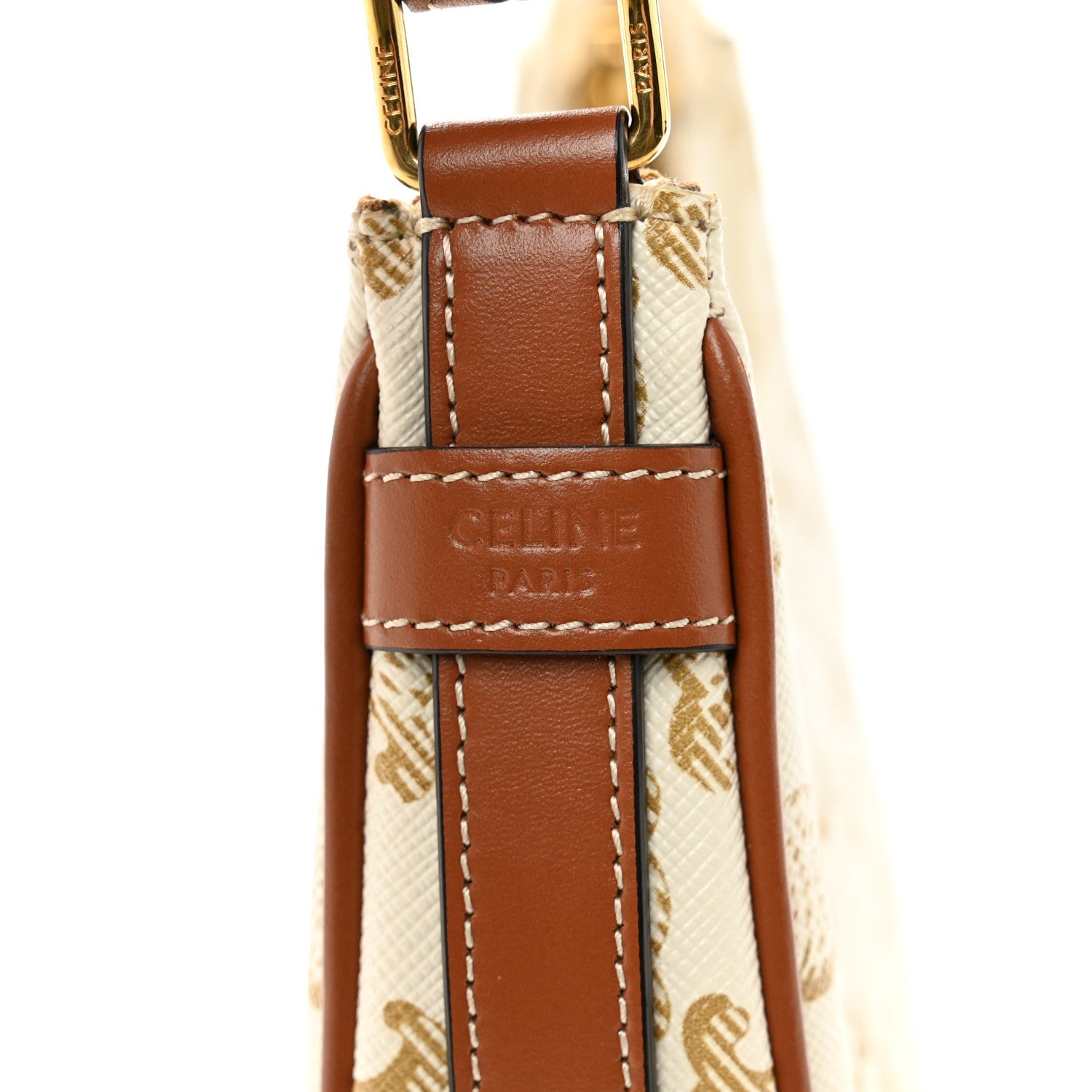Canvas Calfskin Mini Ava Triomphe Shoulder Bag White