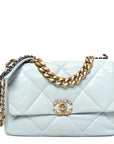 Lambskin Quilted Large CHNL 19 Flap Light Blue