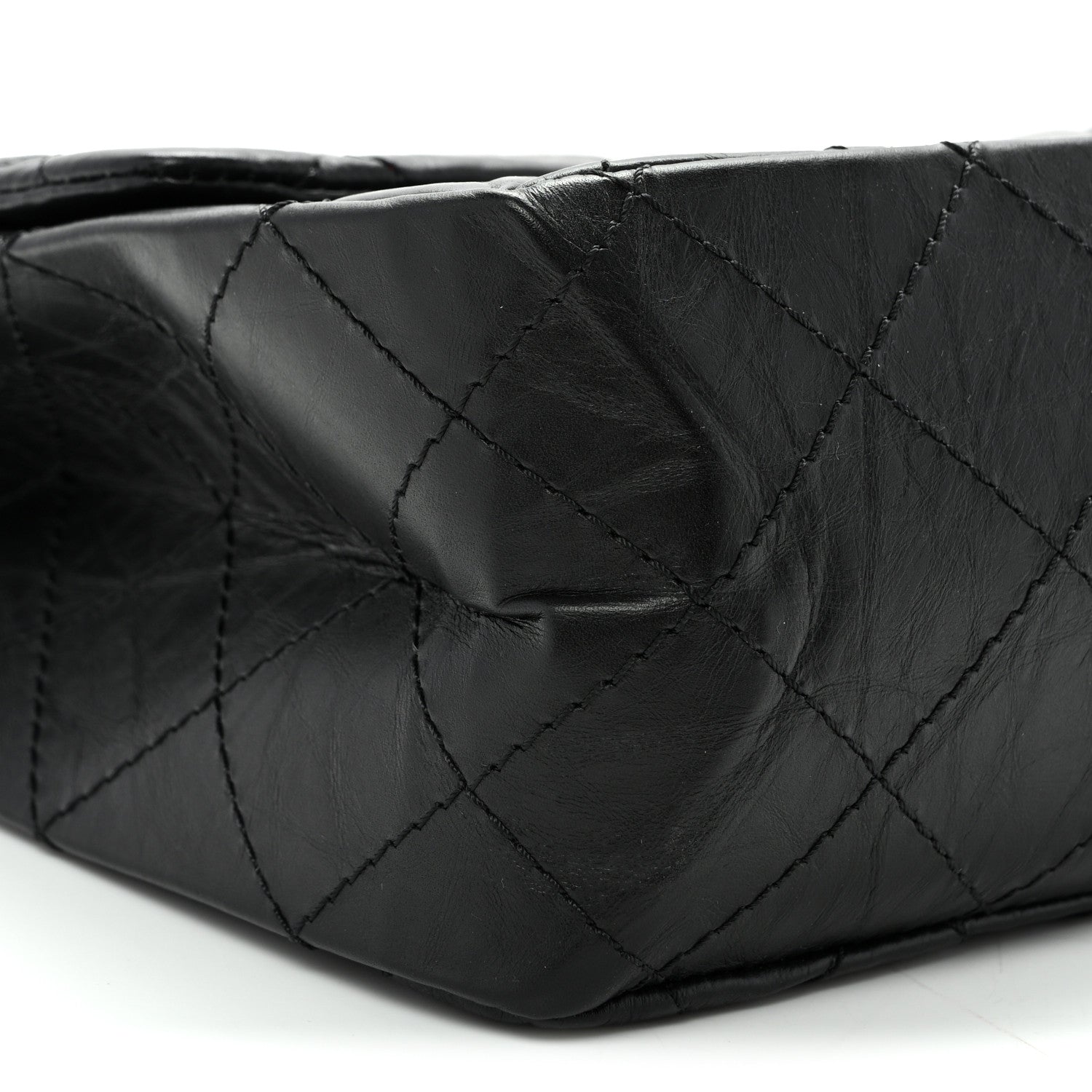 Aged Calfskin Quilted 2.55 Reissue 227 Flap Black