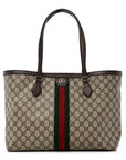 GG Supreme Monogram Medium Ophidia Shopping Tote Brown