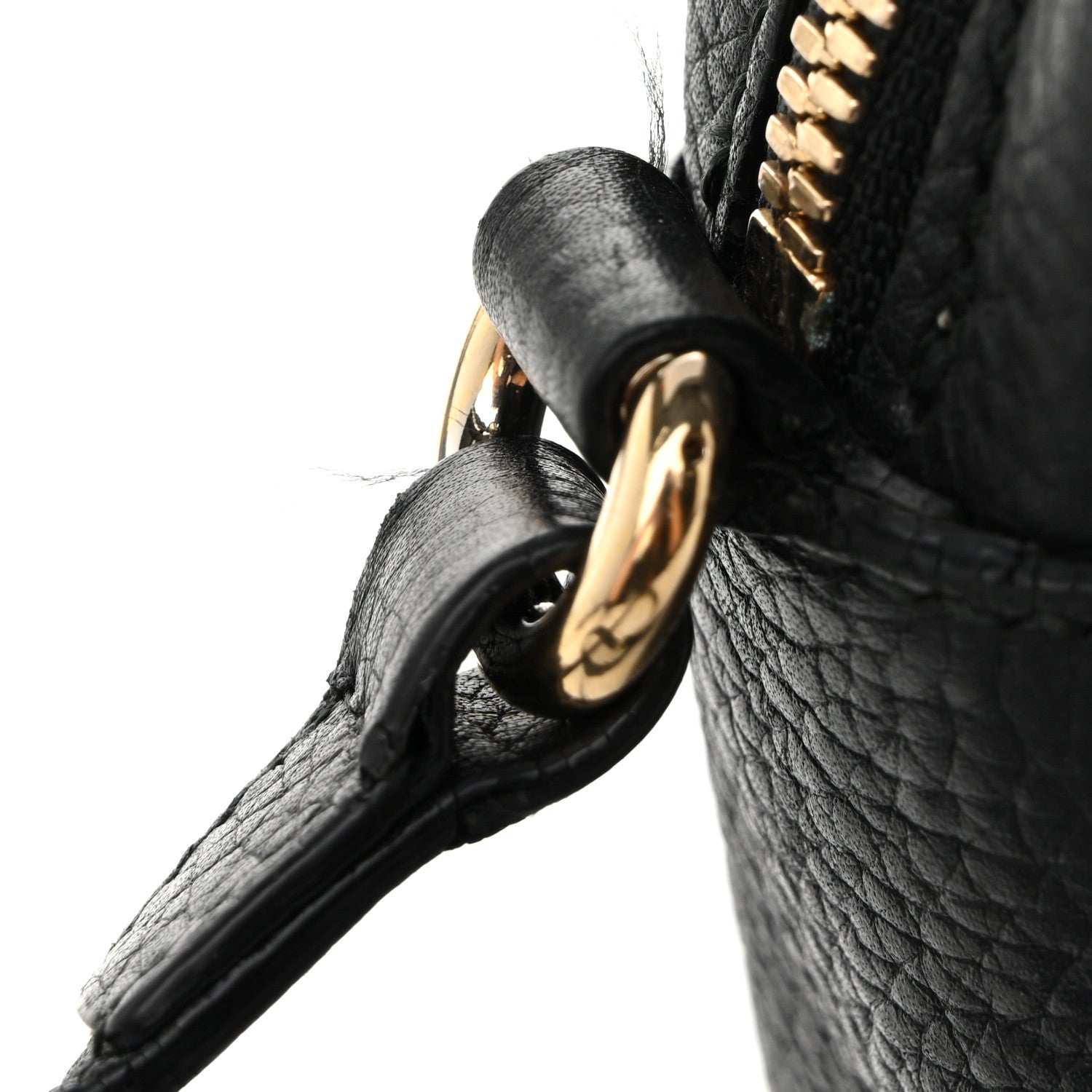 Pebbled Calfskin Small Soho Disco Bag Black