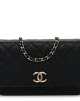 Caviar Quilted Striated CC Wallet On Chain WOC Black