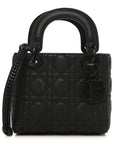Ultra Matte Calfskin Cannage Mini Lady D1OR Black