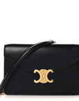 Shiny Calfskin Triomphe Margo Wallet on Chain Black
