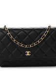Lambskin Quilted Wallet On Chain WOC Black