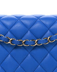 Lambskin Quilted Medium Double Flap Blue