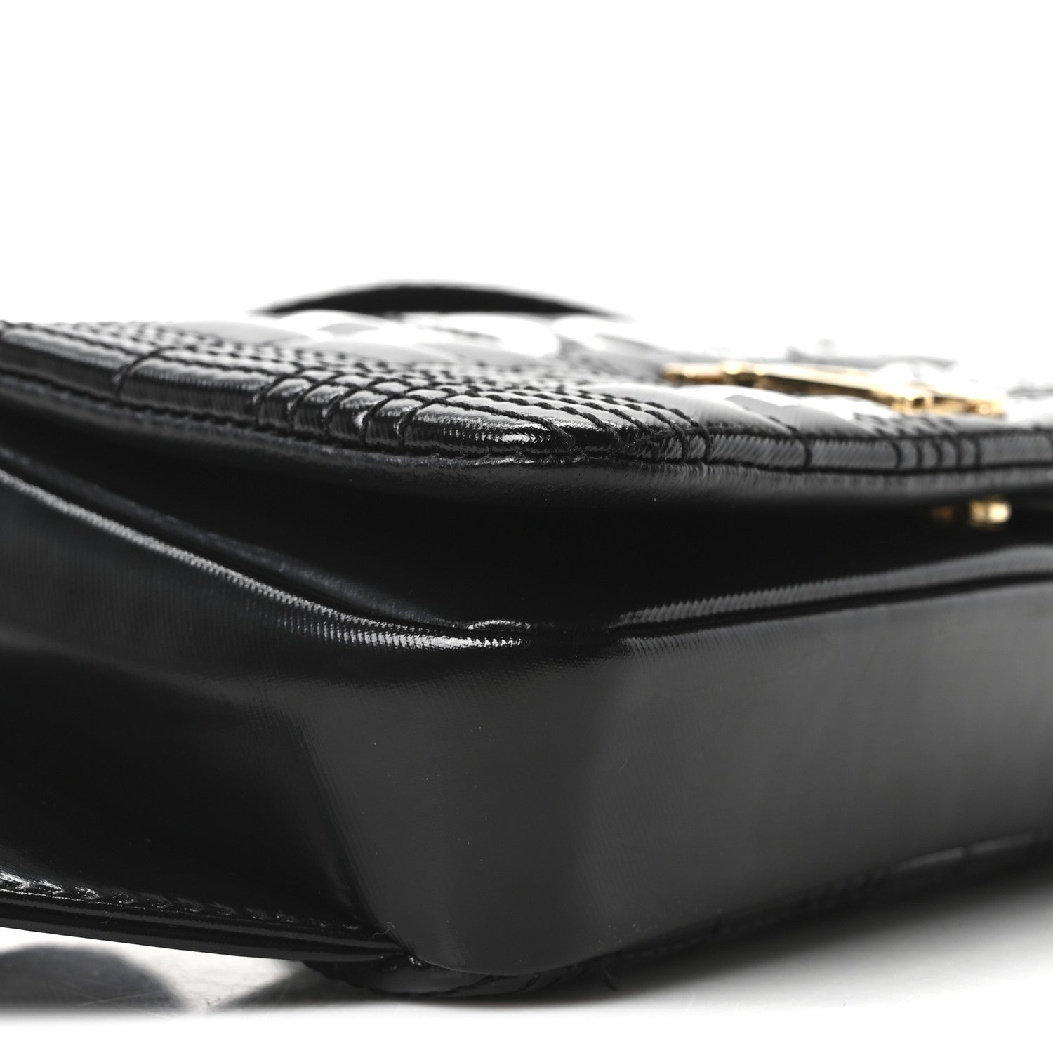 Patent Quilted Horseferry Print Lola Bum Bag Black