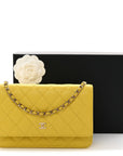 Caviar Quilted Wallet on Chain WOC Yellow