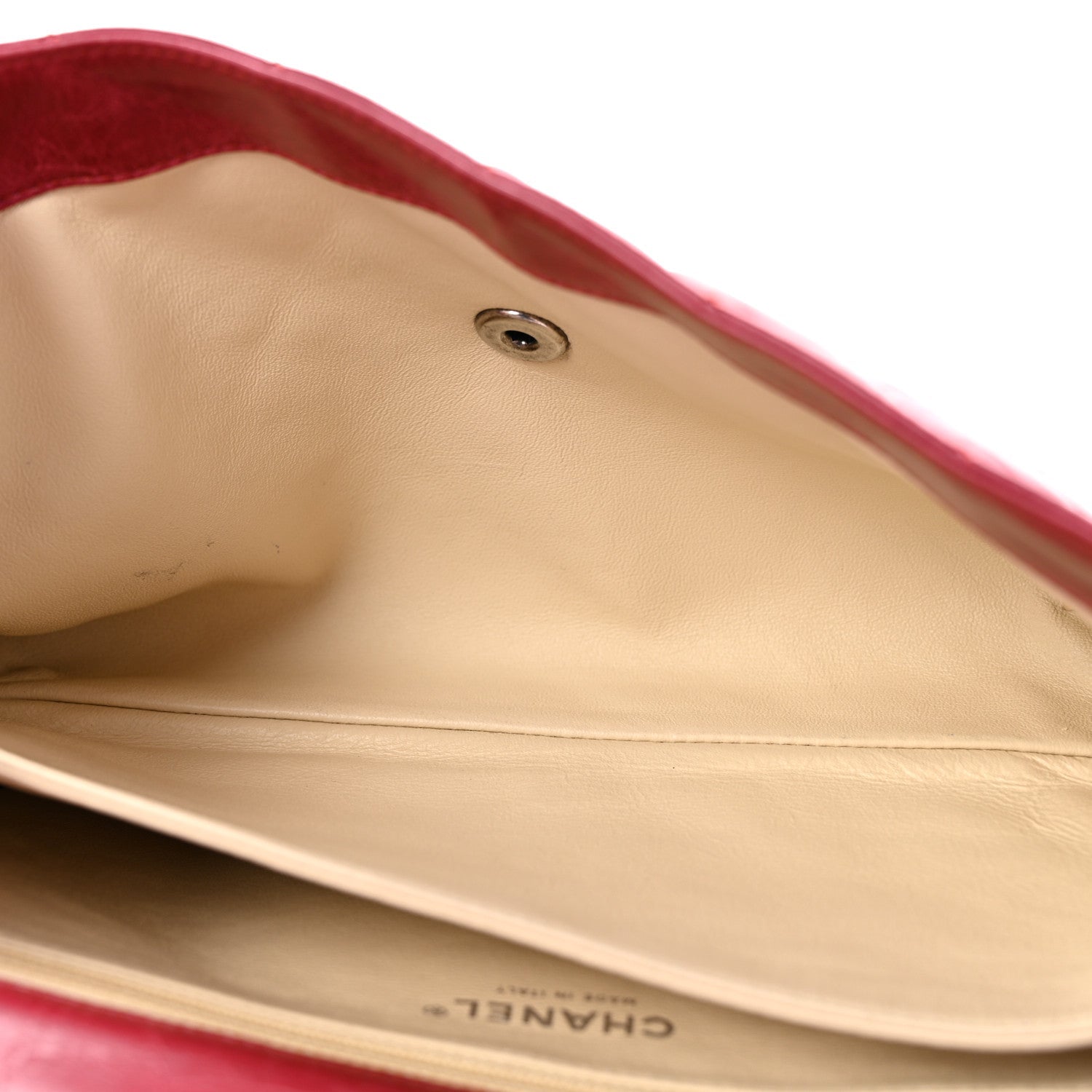 Glazed Calfskin Quilted Soft Boy Flap Red