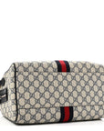 GG Supreme Monogram Web Medium Ophidia Top Handle Bag Beige Blue