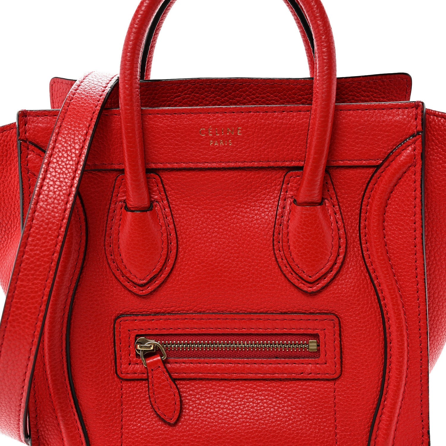 Drummed Calfskin Nano Luggage Vermillion