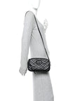 Calfskin Matelasse Monochrome Small GG Marmont Chain Shoulder Bag Black