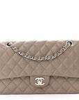 Caviar Quilted Medium Double Flap Taupe
