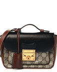 GG Supreme Monogram New Sakai Lux Calfskin Mini Padlock Flap Pocket Shoulder Bag Beige Ebony Black Cuir