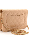Caviar Quilted Wallet on Chain WOC Beige