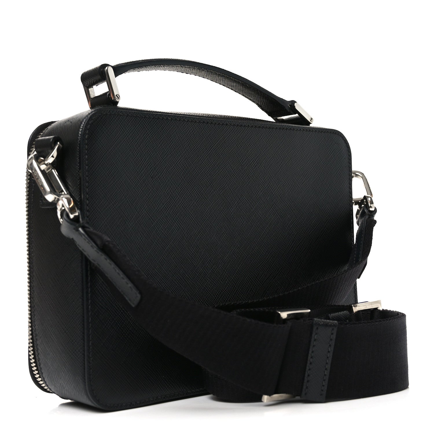 Saffiano Travel Medium Brique Crossbody Bag Black