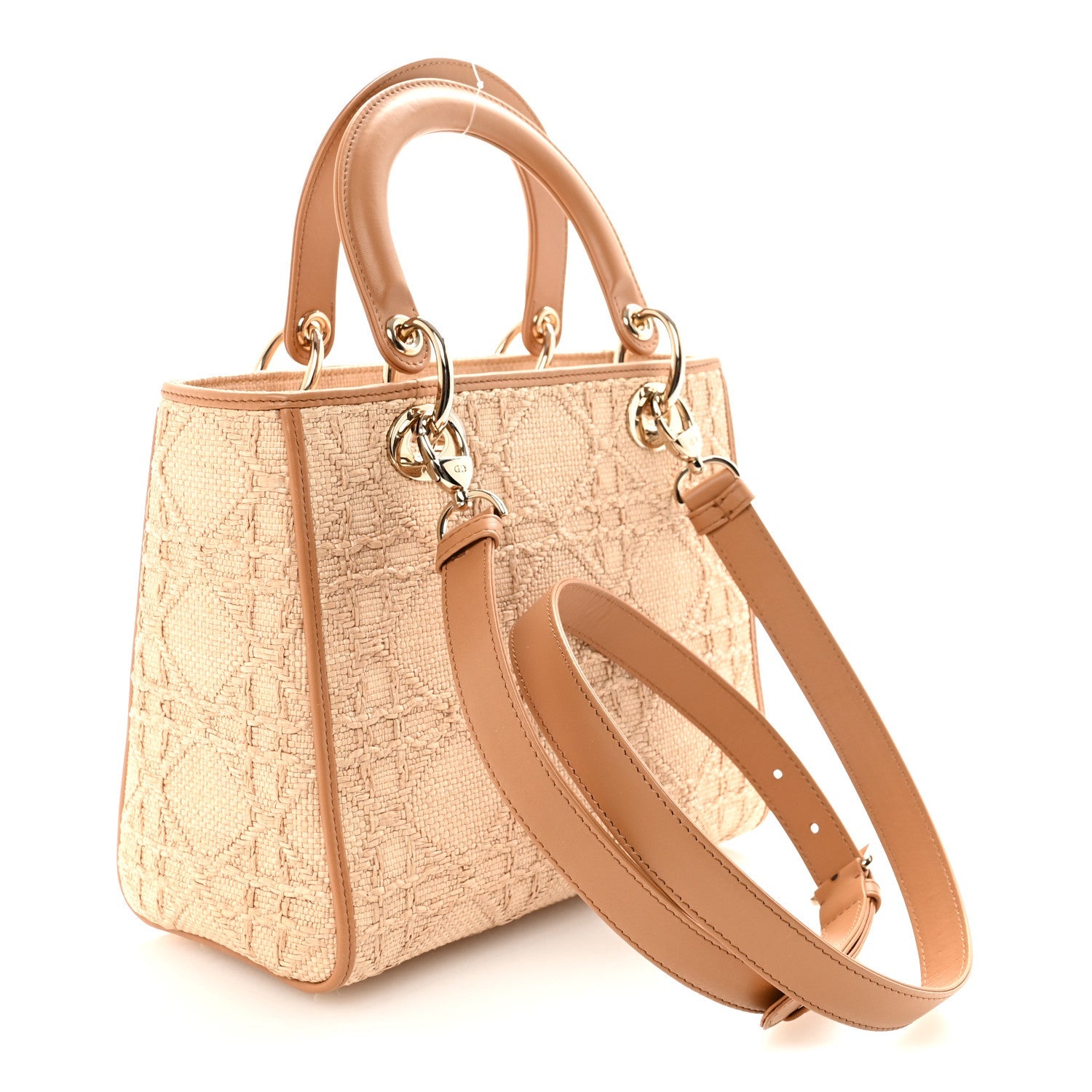 Raffia Medium Lady D1OR Bag Beige