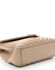 Sheepskin Matelasse Chevron Monogram Medium College Bag Dark Beige