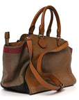 Mega Check Grained Calfskin Medium Harcourt Satchel Saddle Brown