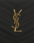 Grain De Poudre Matelasse Chevron Monogram Envelope Chain Wallet Black