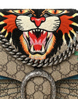 GG Supreme Monogram Angry Cat Embroidered Medium Dionysus Shoulder Bag Beige Ultramarine