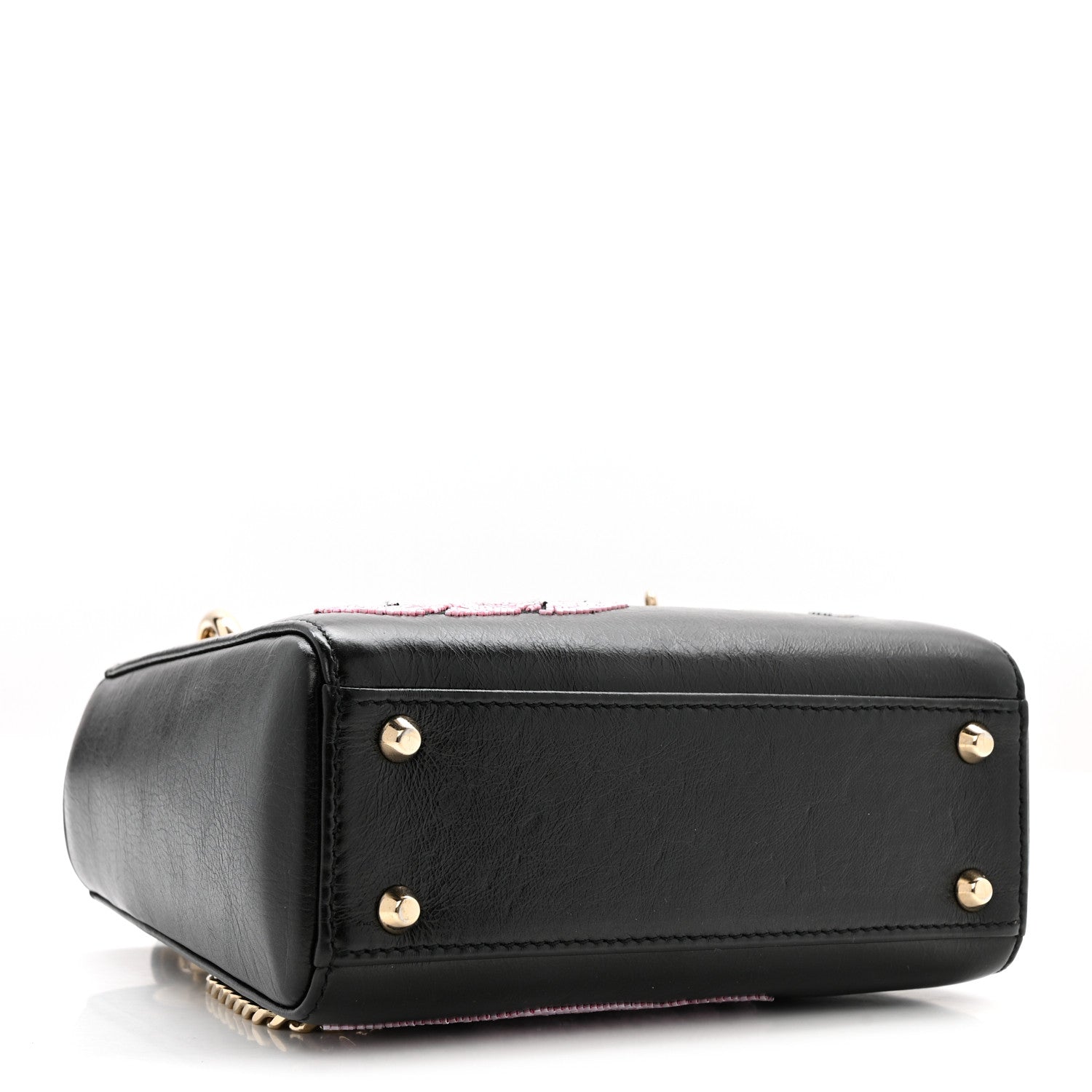 Calfskin Beaded Mini Lady D1OR Black