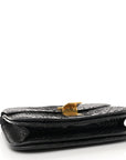 Snakeskin Medium Classic Box Flap Bag Black