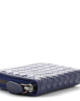 Nappa Intrecciato Zip Around Compact Wallet Blue