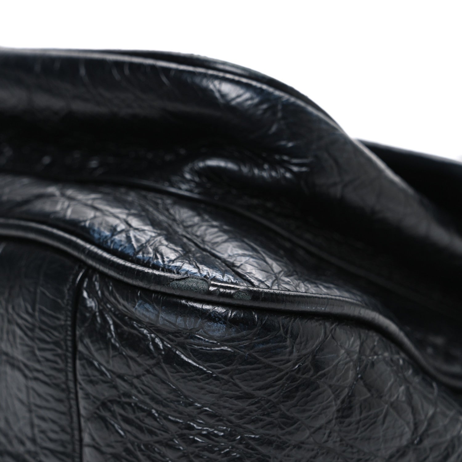 Crocodile Embossed Lambskin Monogram Medium Niki Chain Satchel Black
