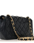 Lambskin Quilted Mini Rectangular Flap Black