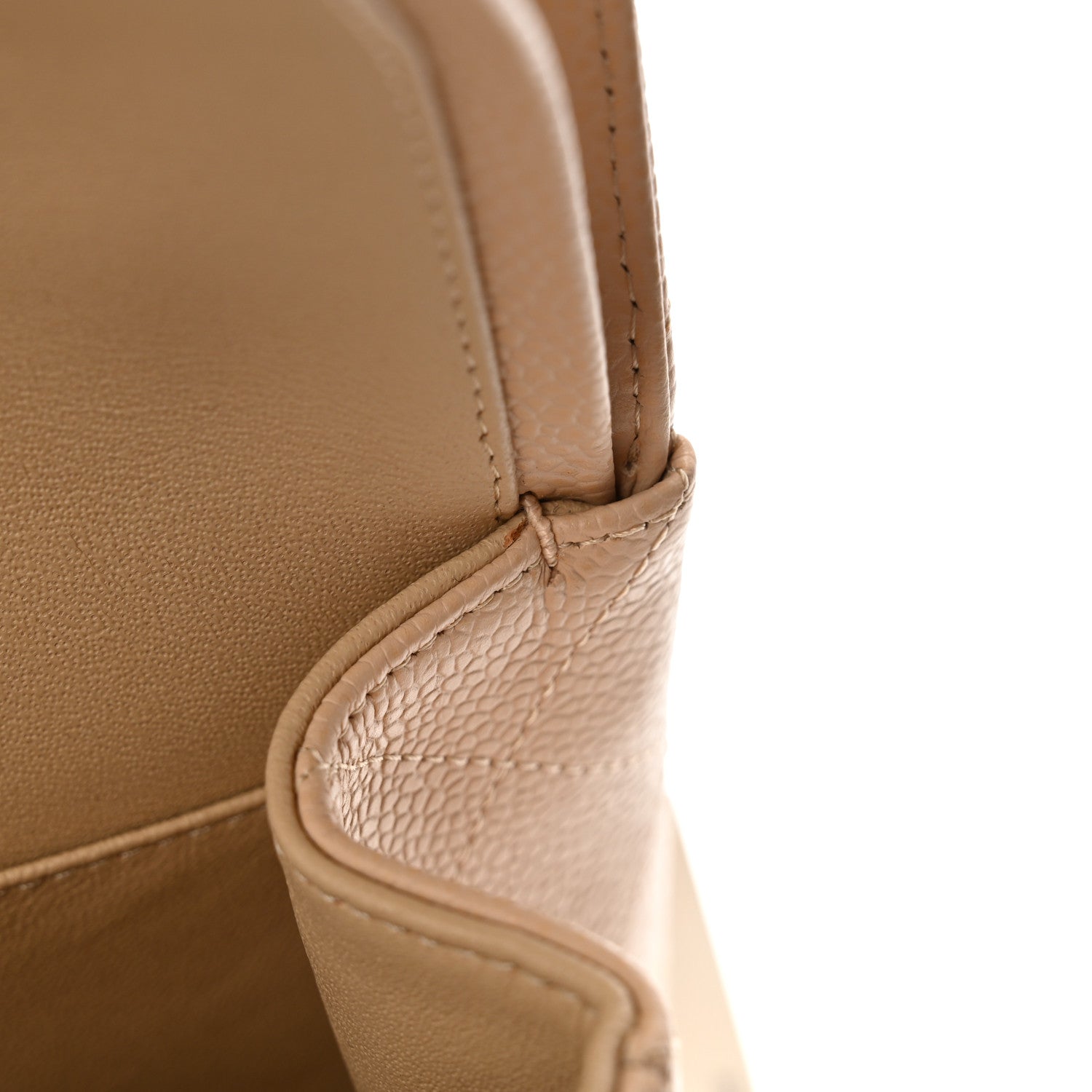 Caviar Quilted Jumbo Double Flap Light Beige