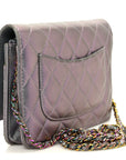 Iridescent Lambskin Quilted Reissue Wallet On Chain WOC Light Purple