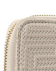 Calfskin Icon Quilted Compact Zip Around Wallet White