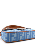 Denim Vitello King FF Embroidered Baguette Denim Chiaro Brandy