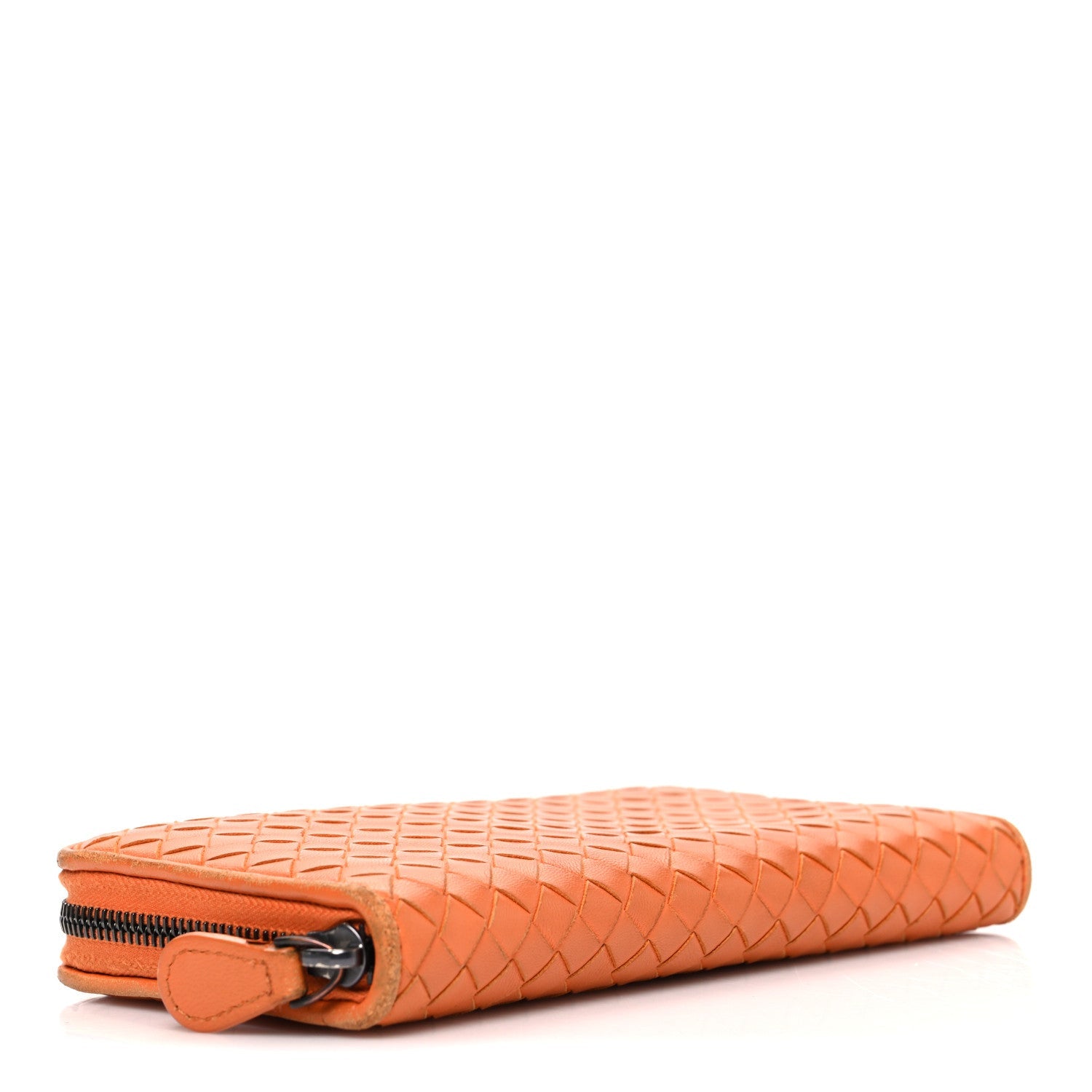 Nappa Intrecciato Zip Around Wallet Orange