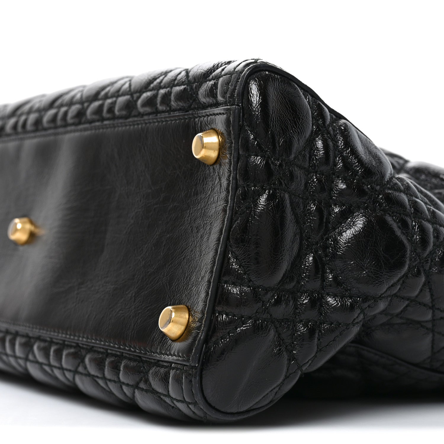 Crinkled Patent Cannage Large Lady D1OR Black