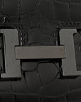 Shiny Alligator Monochrome Constance Long Wallet Black