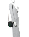 Grained Calfskin Web Mini Ophidia Round Shoulder Bag Black