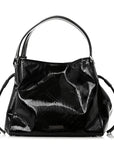 Patent Check Embossed Small Bilmore Tote Black