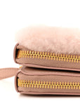 Saffiano Shearling Triangle Mini Pouch Orchidea