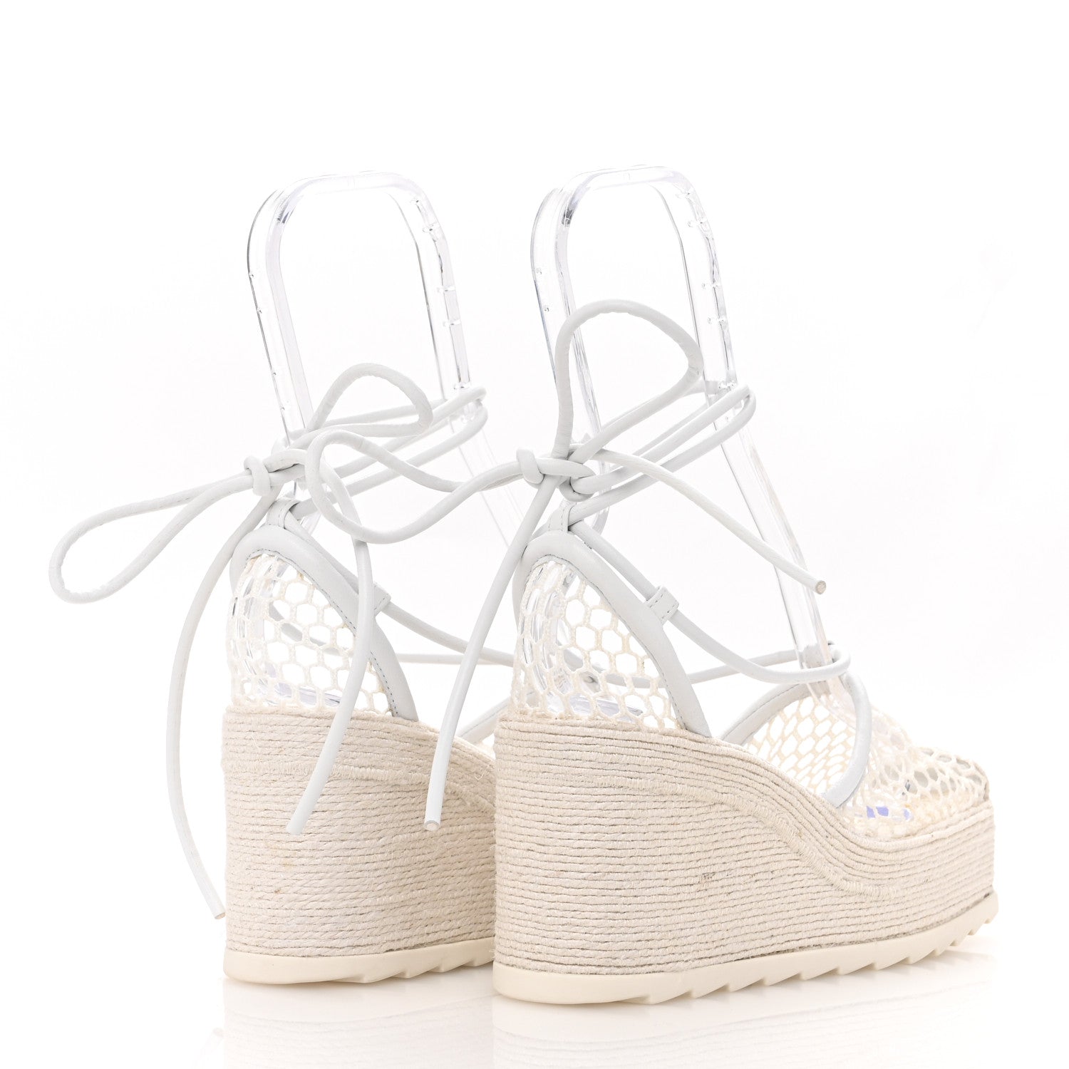 Mesh Lambskin Sporty Web Stretch Ankle Tie Espadrilles 37 Optic White