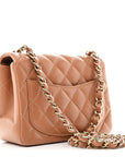 Lambskin Quilted Mini Square Flap Brown